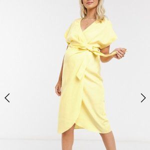 ASOS DESIGN Maternity linen wrap midi dress